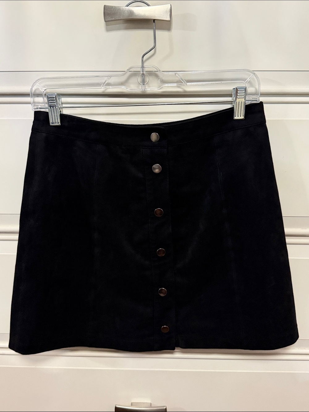 Forever 21 Black Button-Front Suede Mini Skirt